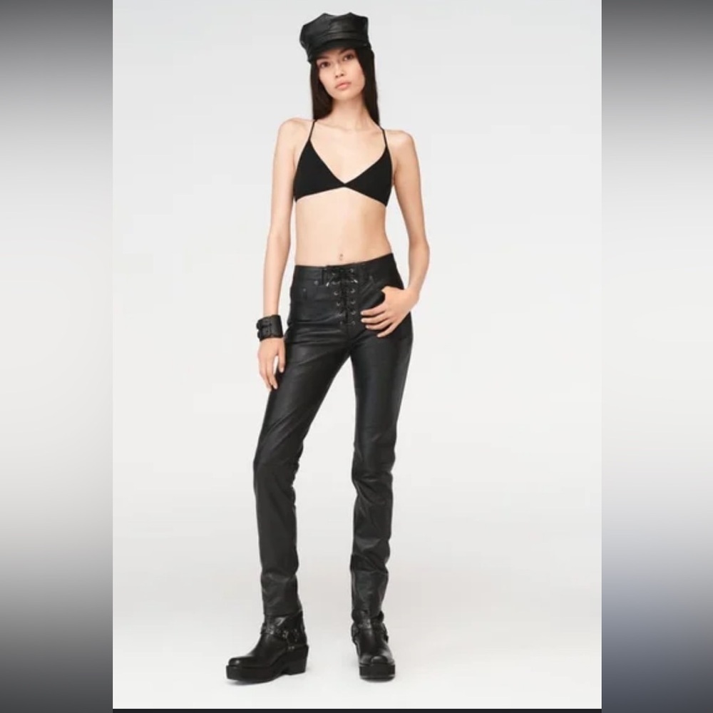 Zara + Steven Meisel draw cord leather pants size 2
